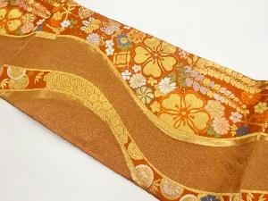 藤に桐・花々・曲線模様織出し袋帯